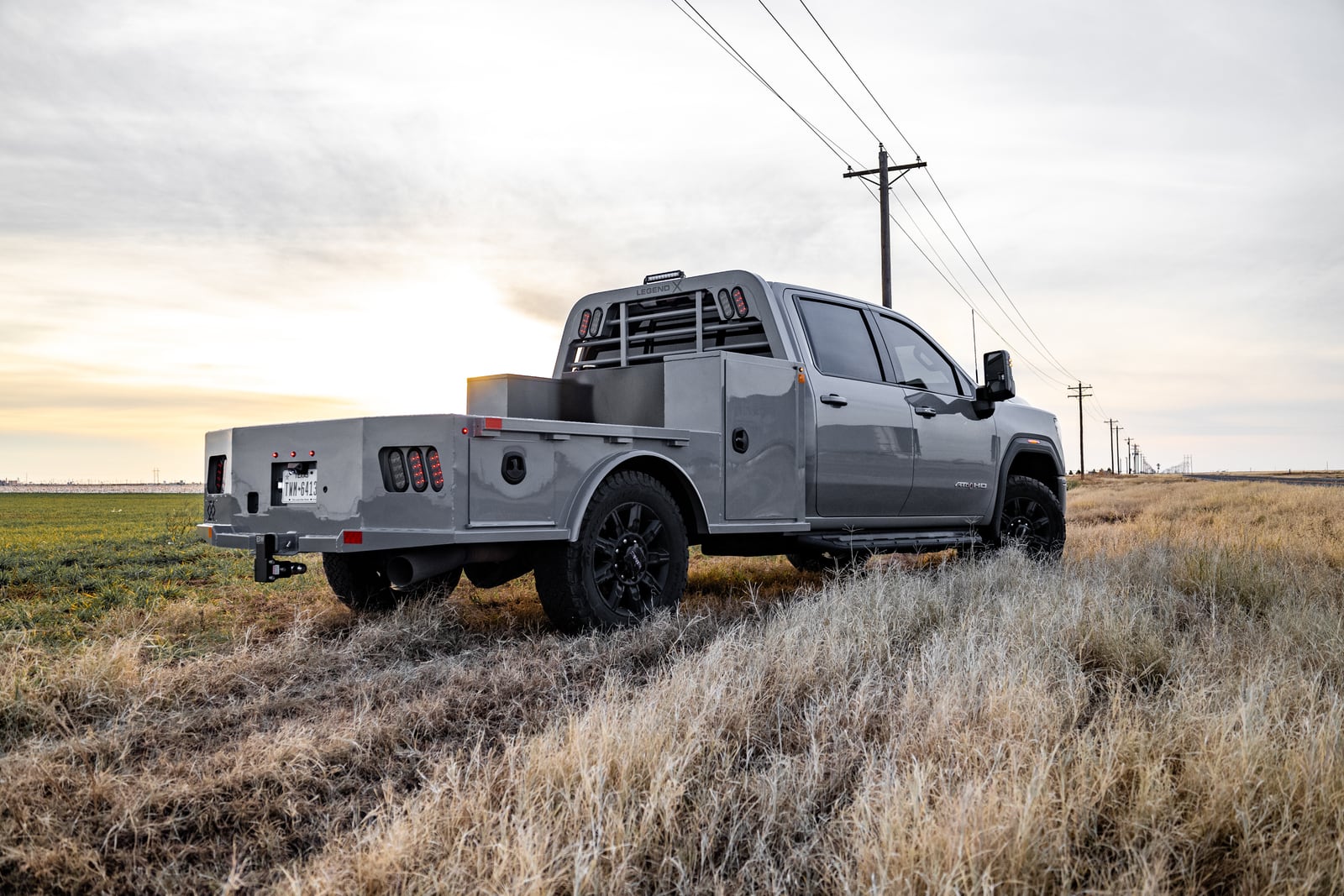 Rear three-quarter view of a Legend X Viking Pro in an open field.