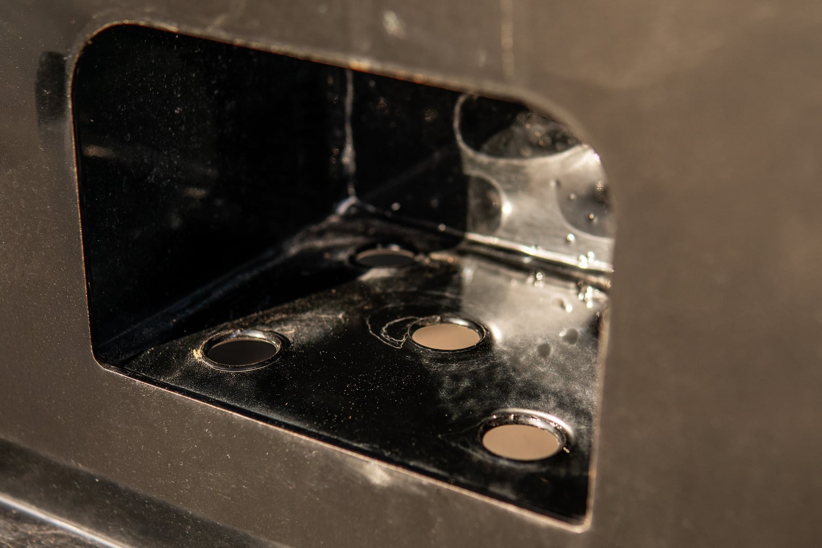 Recessed towing hardware in a Legend X Viking deck compartment.